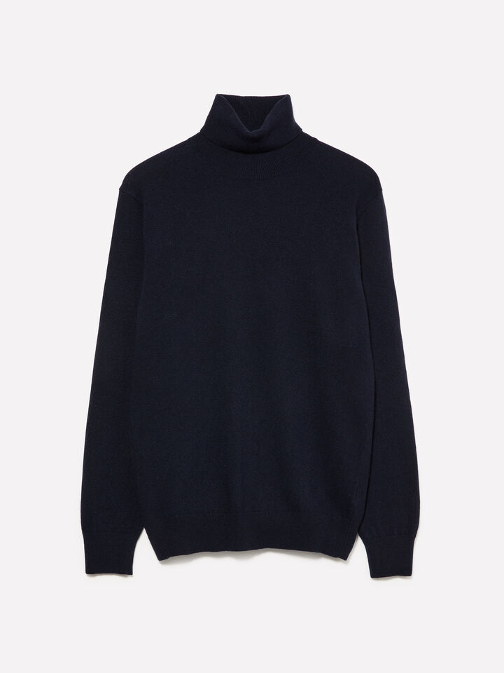 Dark blue regular fit sweater with high neck - men's high neck sweaters - Dark Blue | Sisley image number 1